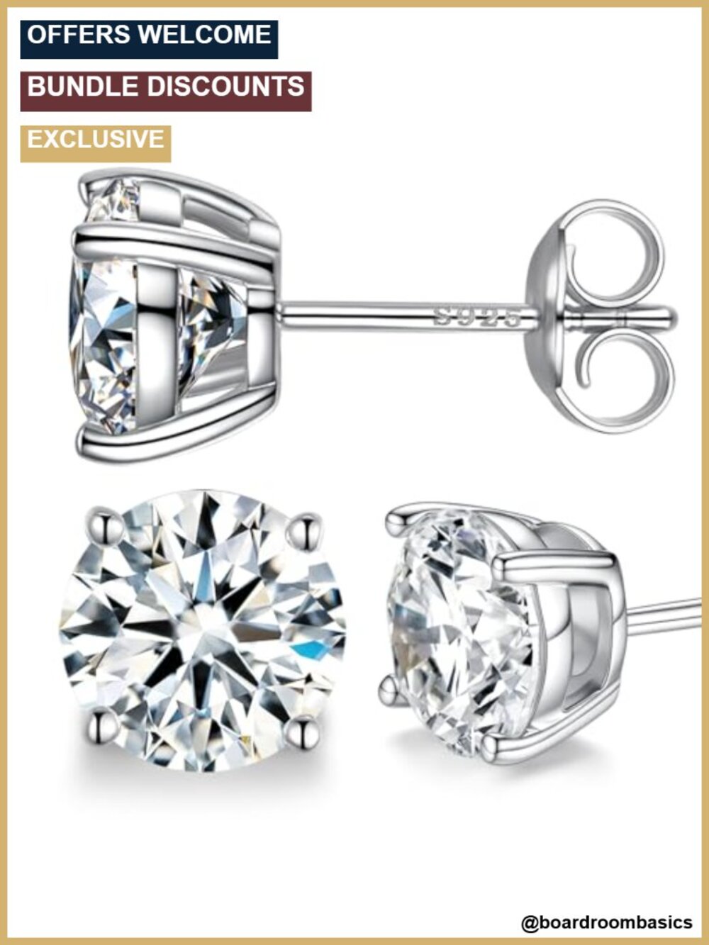 Moissanite Stud Earrings D Color VVS1 Lab Created Gemstone S925 Sterling Silver
